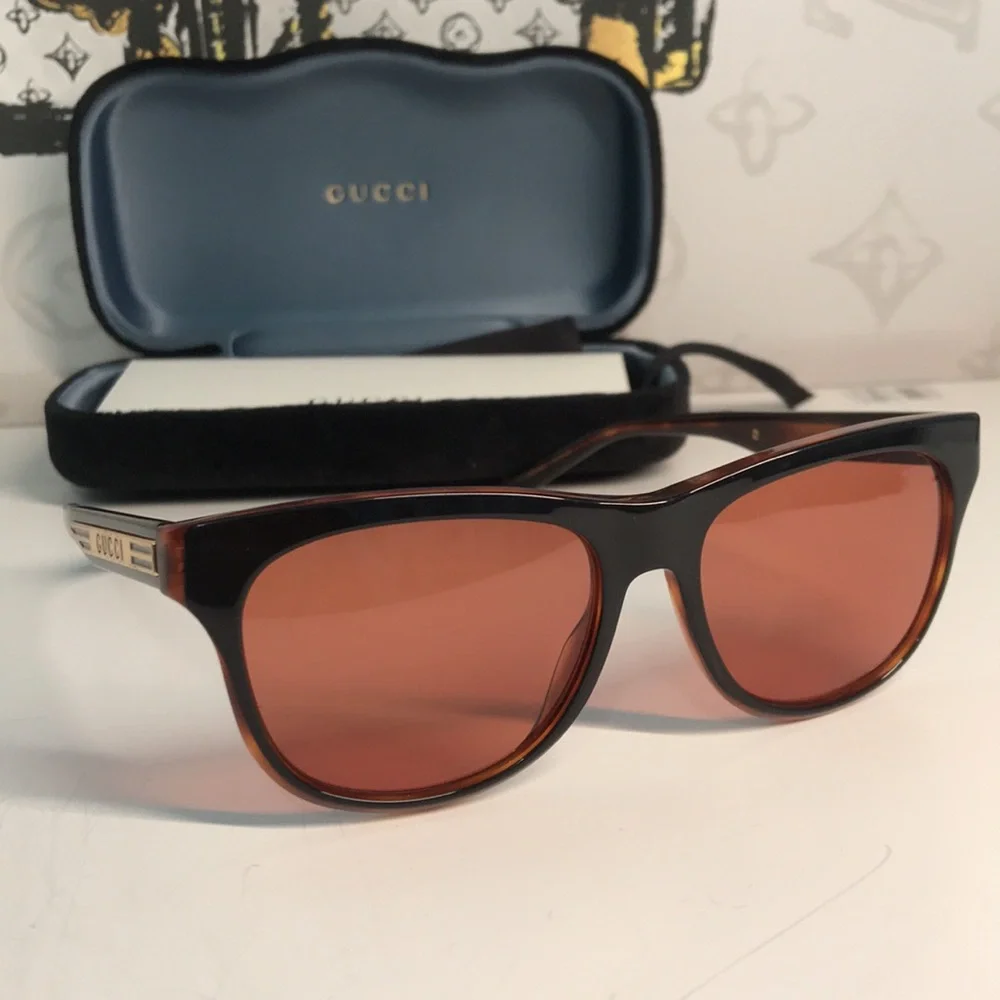 Authentic ✨ Brand New Gucci GG0980S 002 Sunglasses – Tortoise Havana with Orange